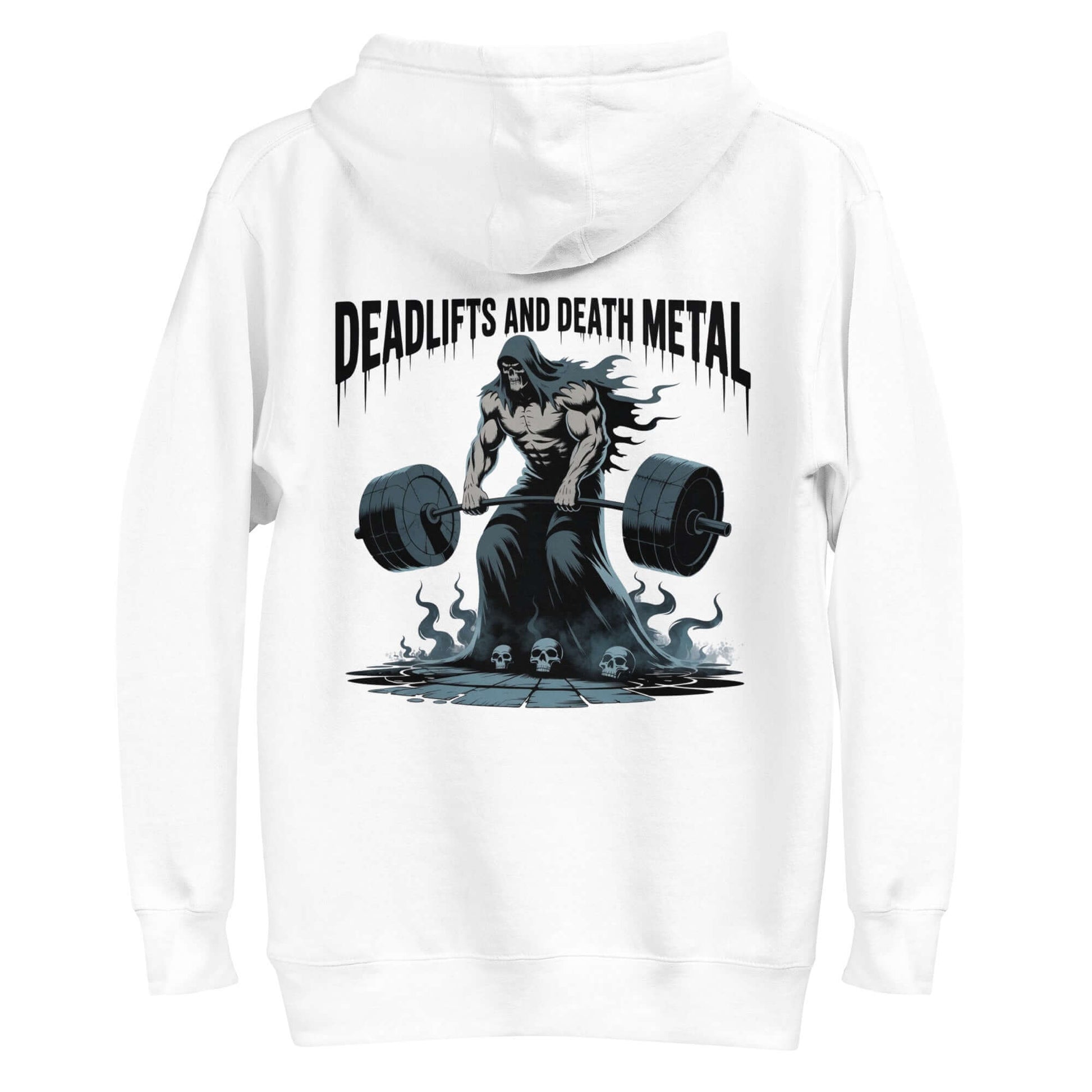 Metal Gym Hoodie | Deadlifts And Death Metal | Grab this metal gym hoodie - killer back design, front logo, soft, stylish, and perfect for metalheads who rule the gym and life!