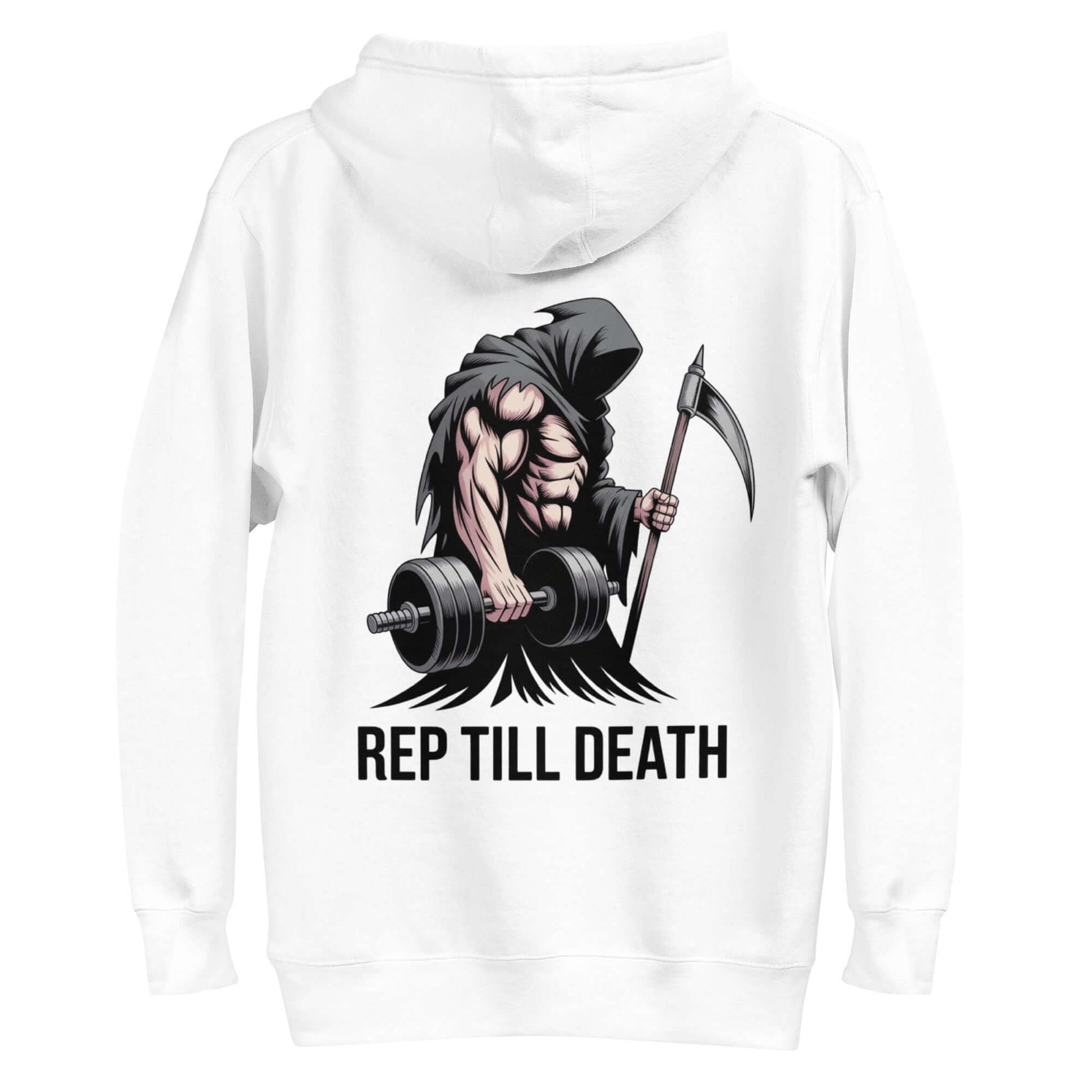 Metal Gym Hoodie | Rep Til Death | Grab this metal gym hoodie - killer back design, front logo, soft, stylish, and perfect for metalheads who rule the gym and life!